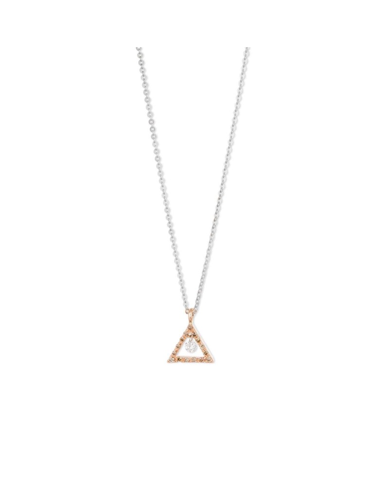 Collier Ponte Vecchio en or blanc avec pendentif triangulaire en or rose et diamants bruns - Collection Vega