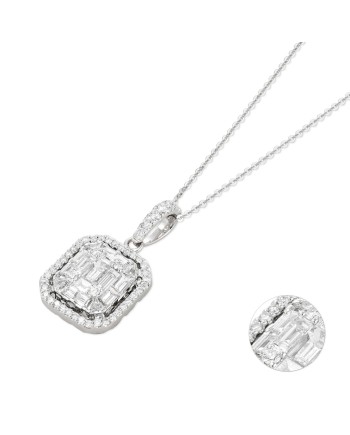 Ponte Vecchio white gold necklace with gold and diamond pendant - Benvenuto collection