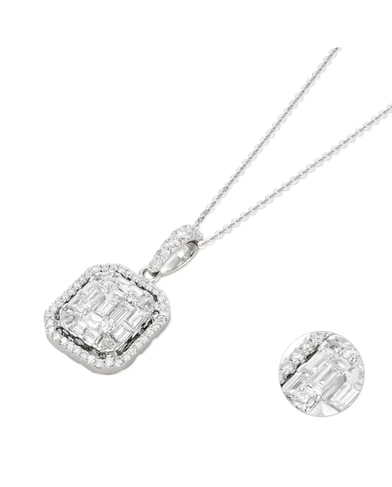 Ponte Vecchio white gold necklace with gold and diamond pendant - Benvenuto collection