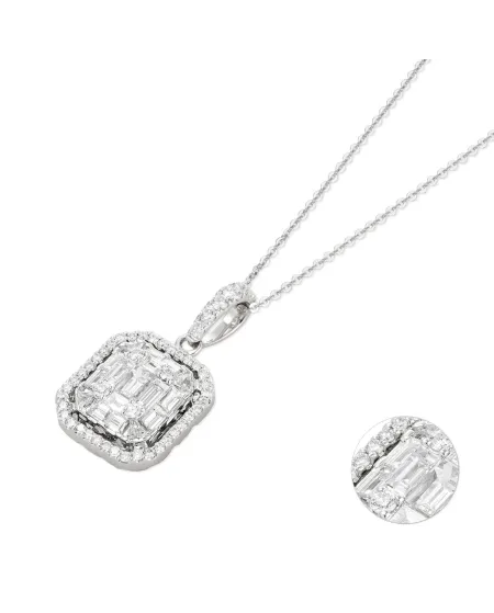 Ponte Vecchio white gold necklace with gold and diamond pendant - Benvenuto collection