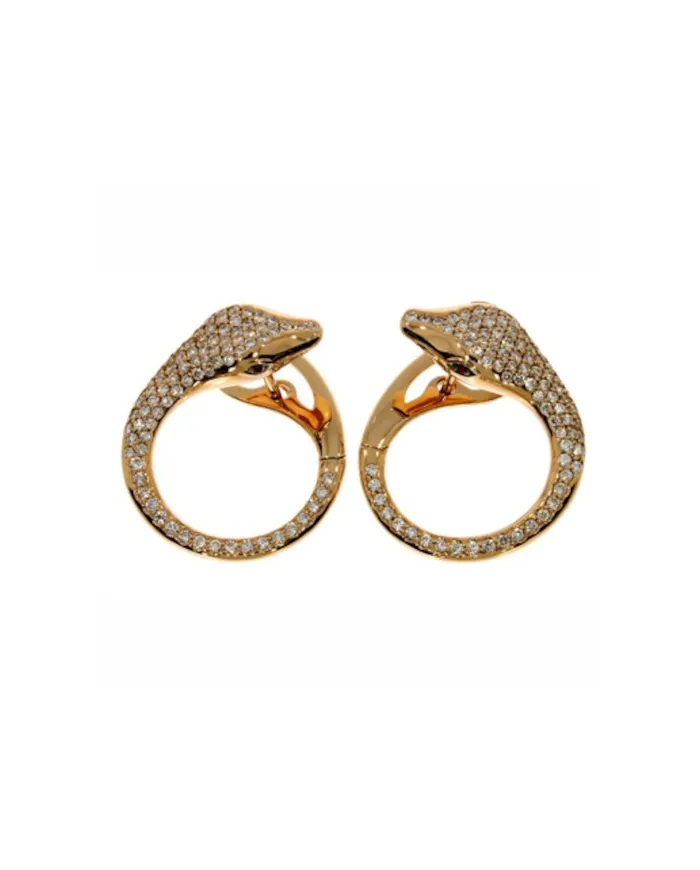 Orecchini Casella Gioielli Serpente in oro giallo, diamanti e rubini