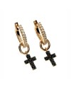 Orecchini Casella Gioielli in oro giallo con Pendente croce in oro e diamanti black