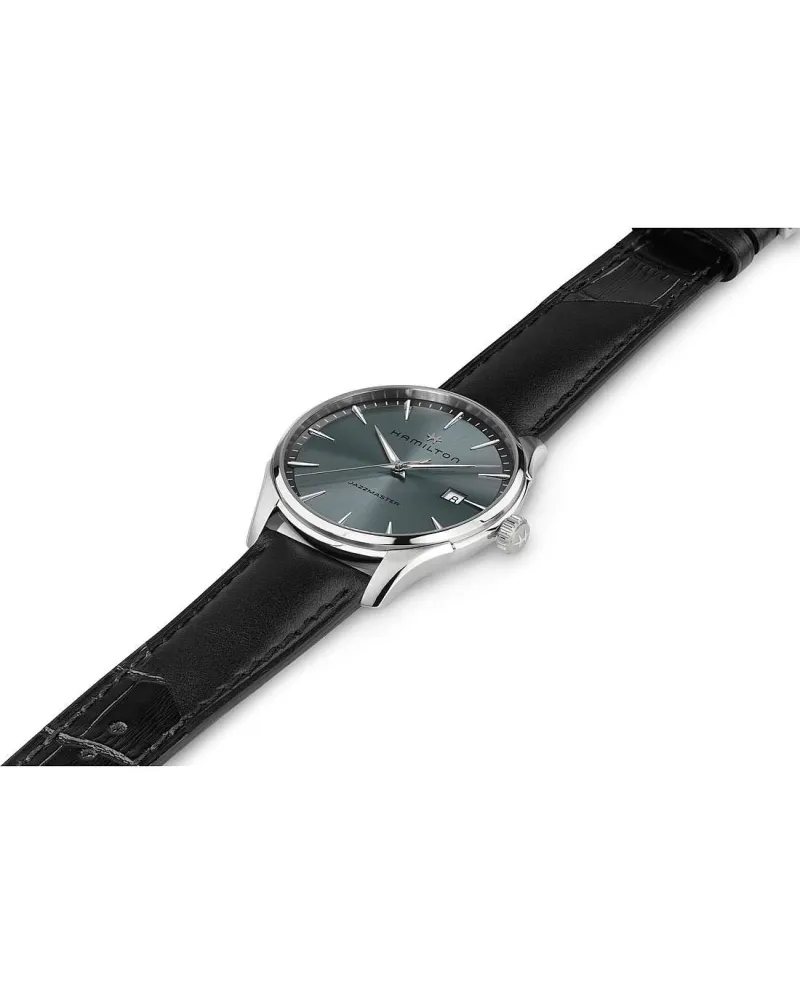 Orologio al Quarzo Hamilton Jazzmaster Gent con Quadrante Blu e Cinturino  in Pelle Nero | Gioielleria Casella | Orologi al quarzo