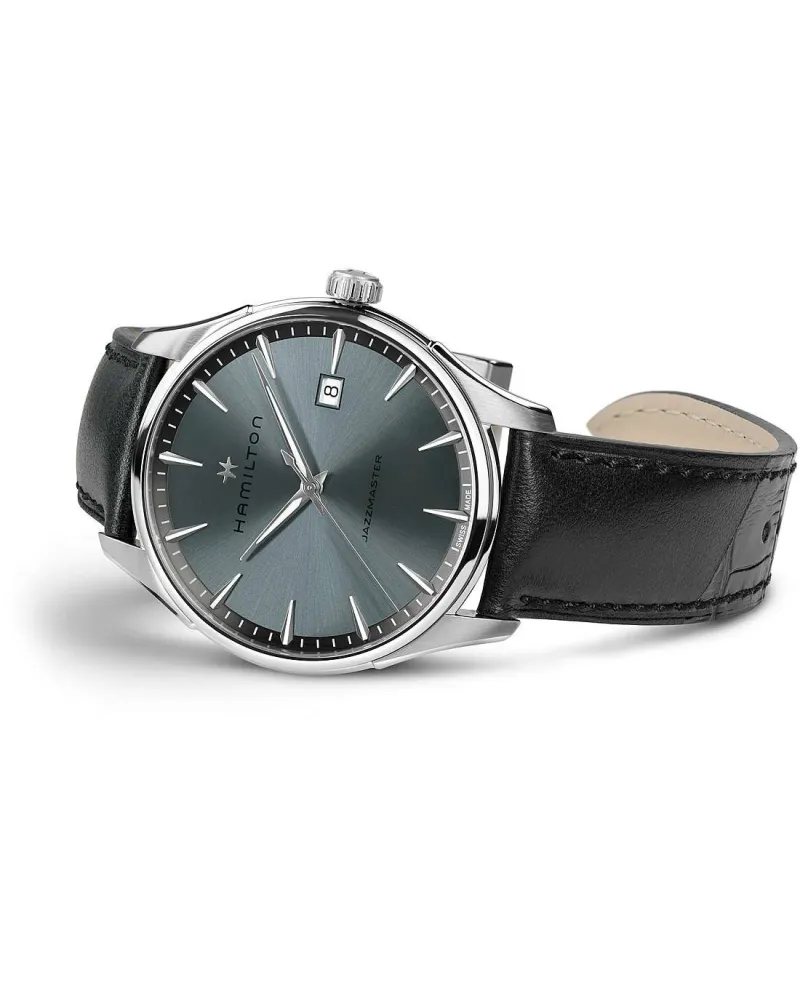 Orologio al Quarzo Hamilton Jazzmaster Gent con Quadrante Blu e Cinturino  in Pelle Nero | Gioielleria Casella | Orologi al quarzo