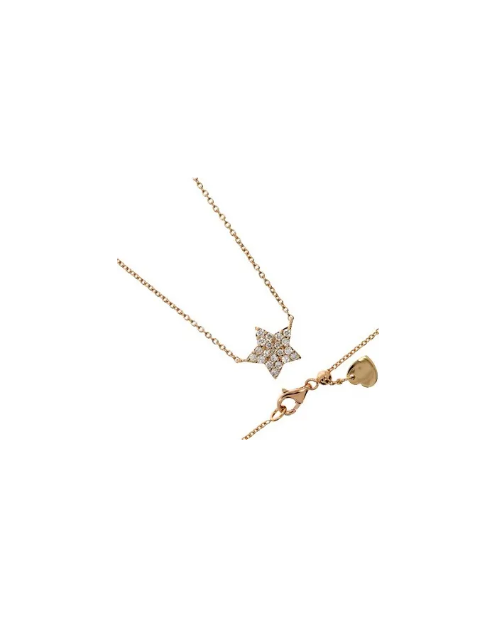 Casella Gioielli Yellow Gold Necklace with Gold Diamond Star Pendant