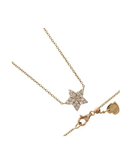 Casella Gioielli Yellow Gold Necklace with Gold Diamond Star Pendant