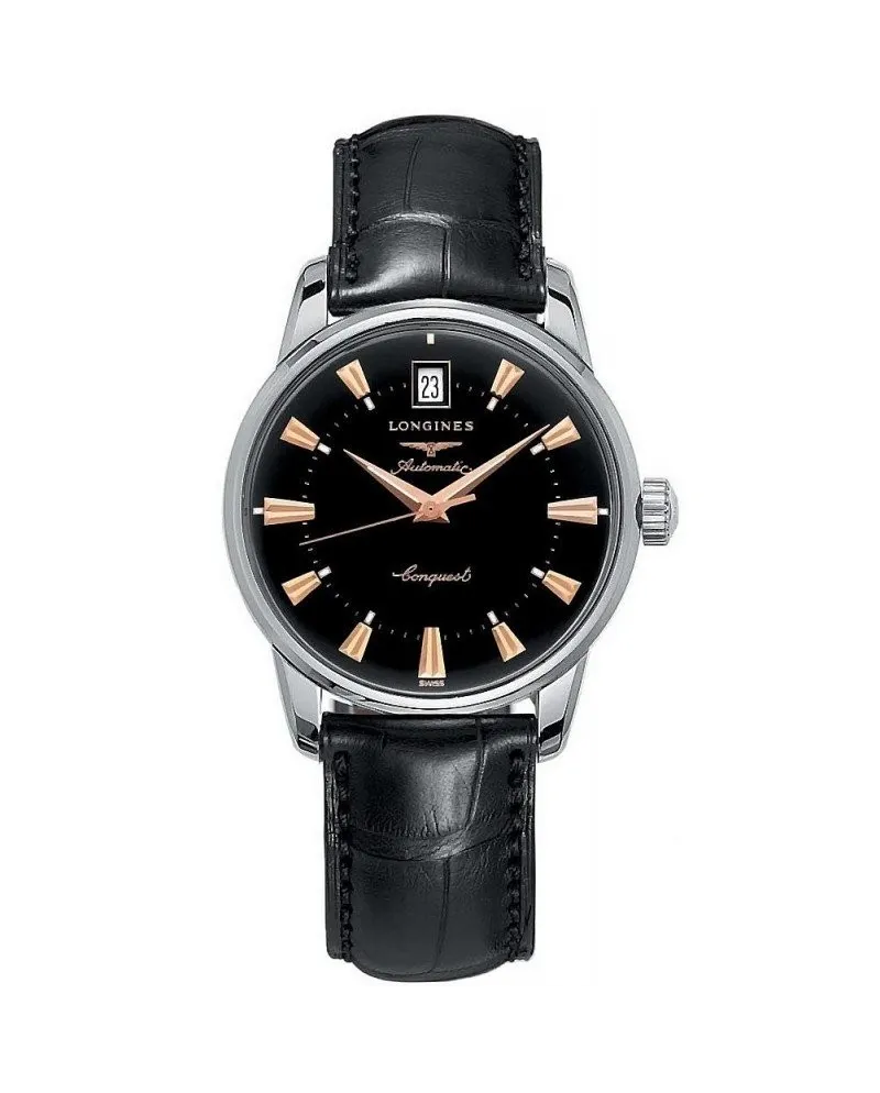 Orologio Longines Conquest Heritage con Quadrante Nero e Cinturino in Pelle  | Gioielleria Casella | Orologi automatici