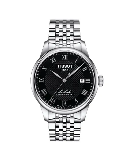 Orologio Tissot Le Locle Powermatic 80 con Quadrante Nero e Cinturino in Acciaio