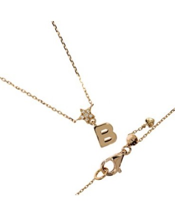 Casella Gioielli yellow gold necklace with "B" pendant on a gold and diamond star