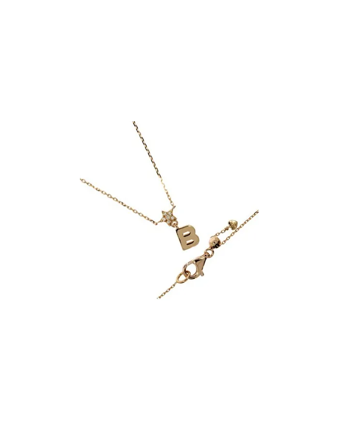 Casella Gioielli yellow gold necklace with "B" pendant on a gold and diamond star