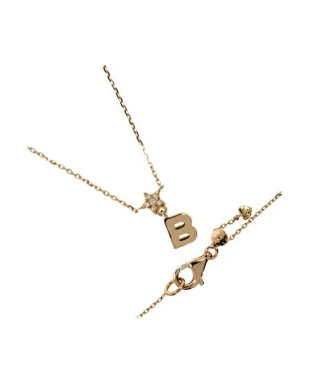 Collier Casella Gioielli en or jaune avec pendentif «&nbsp;B&nbsp;» sur une étoile en or et diamants