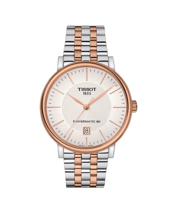 Orologio Tissot Carson Premium Powermatic 80 Pvd Oro Rosa con Quadrante Argento e Bracciale in Acciaio
