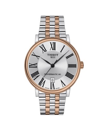 Orologio Tissot Carson Premium Powermatic 80 Pvd Oro Rosa con Quadrante Argento e Bracciale in Acciaio