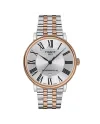 Orologio Tissot Carson Premium Powermatic 80 Pvd Oro Rosa con Quadrante Argento e Bracciale in Acciaio