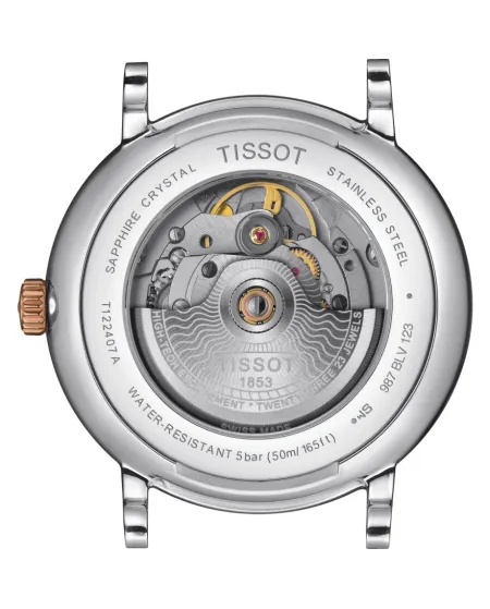 Orologio Tissot Carson Premium Powermatic 80 Pvd Oro Rosa con Quadrante Argento e Bracciale in Acciaio