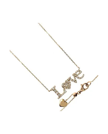 Casella Gioielli yellow gold necklace with "Love" pendant in gold and diamonds