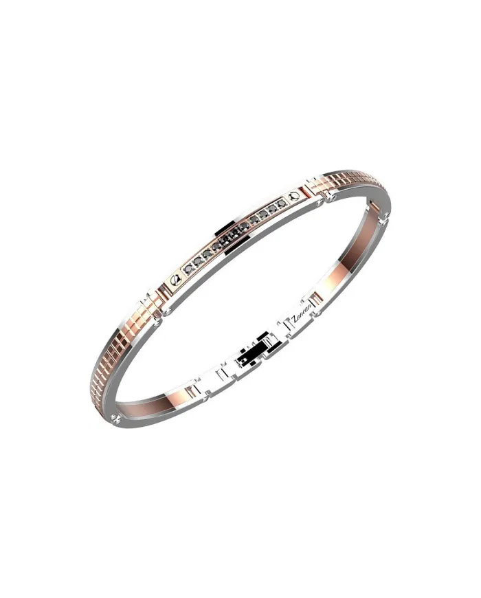 Bracciale da Uomo Zancan Hi-Tekh in Acciaio Bicolore con Spinelli Neri