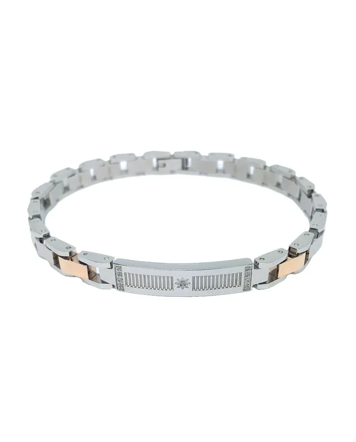 Bracelet Zancan Hi-tech pour homme en acier avec saphirs