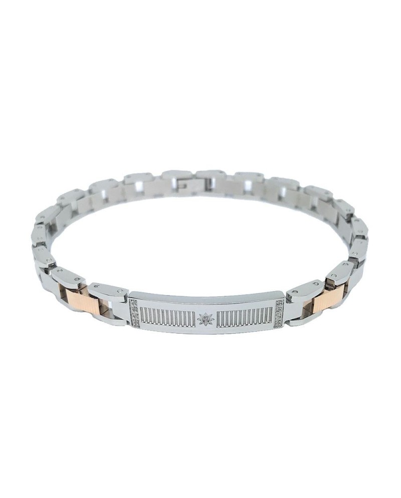 Bracciale da Uomo Zancan Hiteck in Acciaio con Zirconi Bianchi