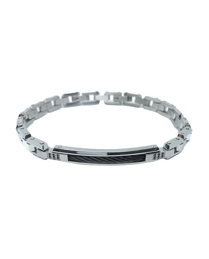 Bracelet pour homme Zancan Hi-Tekh en acier avec spinelles noires