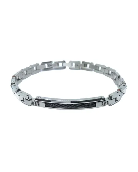 Bracciale da Uomo Zancan Hi-Tekh in Acciaio con Spinelli Neri