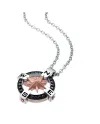 Collier pour homme Zancan Hiteck en acier avec pendentif rose des vents et spinelles noirs