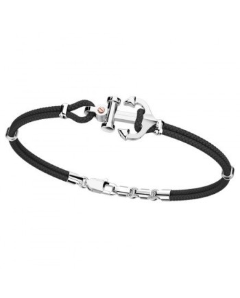 Bracciale da Uomo Zancan Regata in Argento e Oro Rosa con Ancora e Cordino Nero