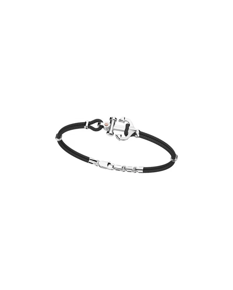 Bracciale da Uomo Zancan Regata in Argento e Oro Rosa con Ancora e Cordino Nero