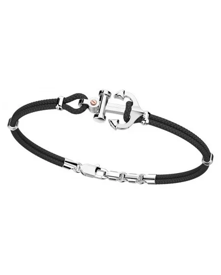 Bracciale da Uomo Zancan Regata in Argento e Oro Rosa con Ancora e Cordino Nero