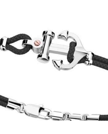 Bracciale da Uomo Zancan Regata in Argento e Oro Rosa con Ancora e Cordino Nero