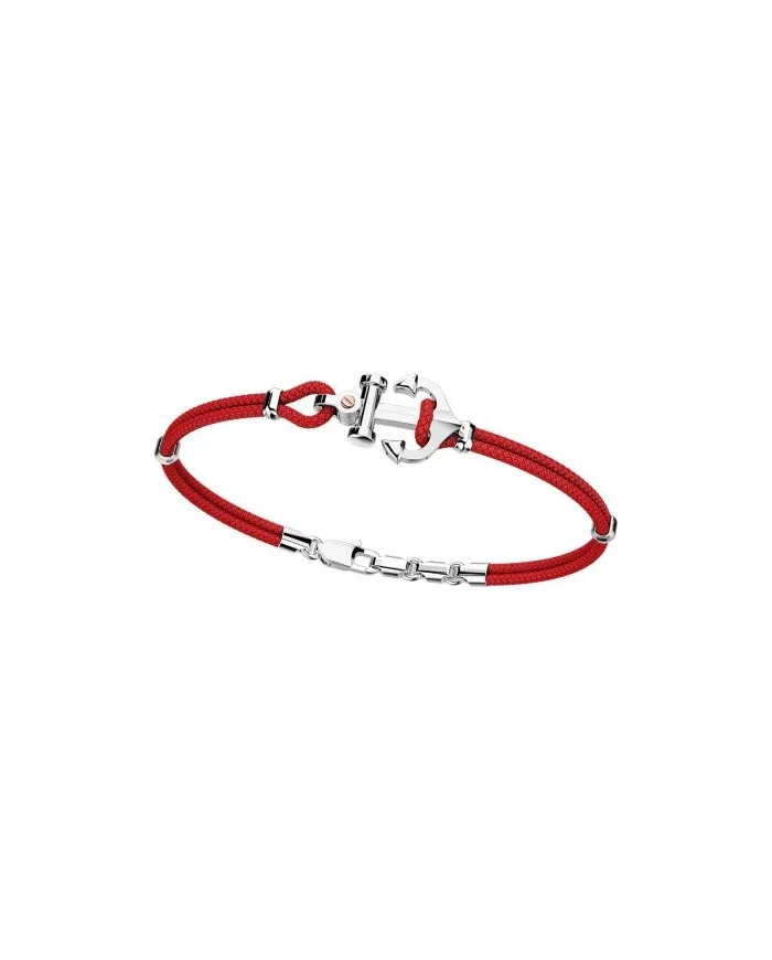Bracciale da Uomo Zancan Regata in Argento e Oro Rosa con Ancora e Cordino Rosso