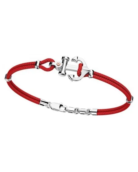 Bracciale da Uomo Zancan Regata in Argento e Oro Rosa con Ancora e Cordino Rosso
