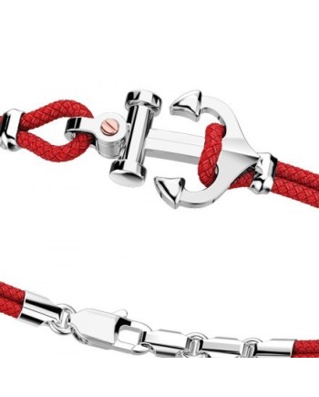 Bracciale da Uomo Zancan Regata in Argento e Oro Rosa con Ancora e Cordino Rosso