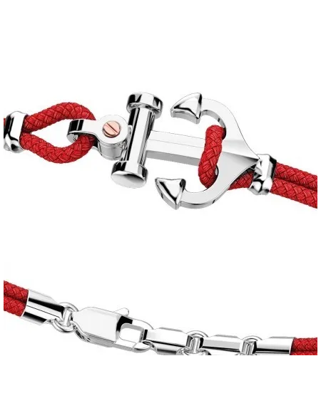 Bracciale da Uomo Zancan Regata in Argento e Oro Rosa con Ancora e Cordino Rosso