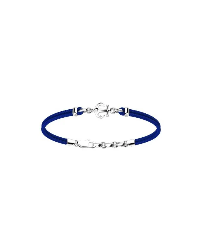 Bracciale da Uomo Zancan Regata in Argento con Ancora e Cordino Blu