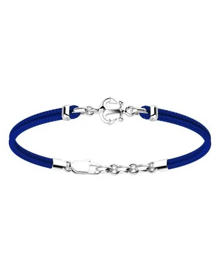 Bracciale da Uomo Zancan Regata in Argento con Ancora e Cordino Blu