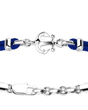 Bracciale da Uomo Zancan Regata in Argento con Ancora e Cordino Blu