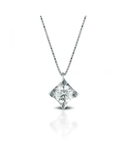 Girocollo Punto Luce Coscia Le Lune Diamonds in Oro Bianco con Diamante 0,10 ct