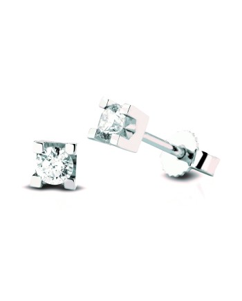 Orecchini a Lobo Coscia Le Lune Diamonds in Oro Bianco con Diamanti 0,10 ct