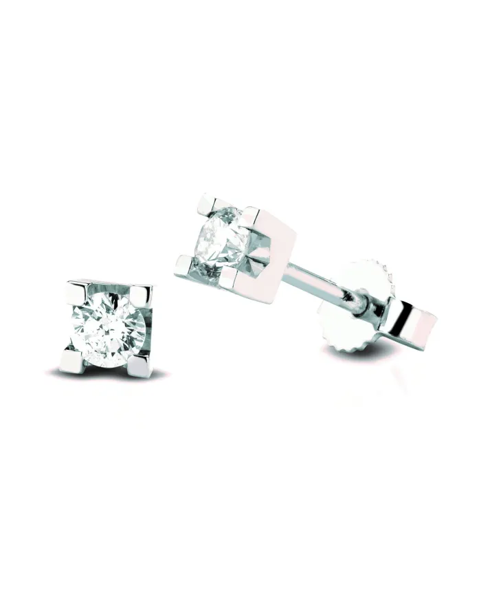 Orecchini a Lobo Coscia Le Lune Diamonds in Oro Bianco con Diamanti 0,10 ct