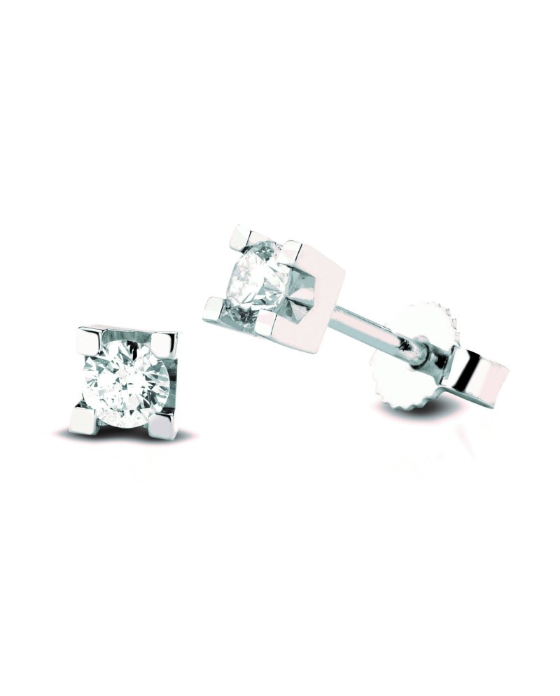 Orecchini a Lobo Coscia Le Lune Diamonds in Oro Bianco con Diamanti 0,10 ct