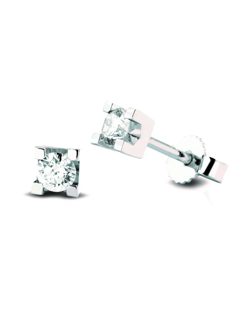 Orecchini a Lobo Coscia Le Lune Diamonds in Oro Bianco con Diamanti 0,10 ct