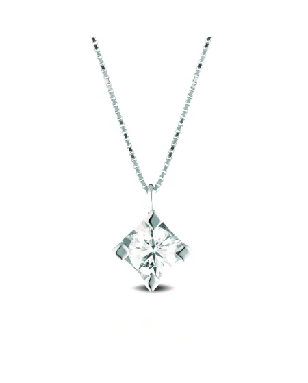 Girocollo Punto Luce Coscia Le Lune Diamonds in Oro Bianco con Diamante 0,02 ct