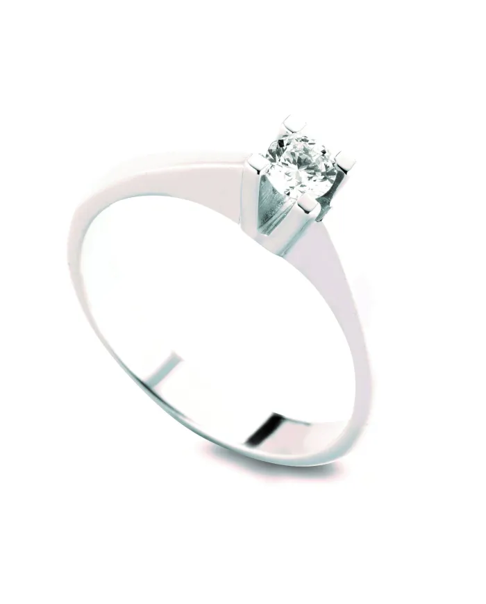 Anello Solitario Coscia Le Lune Diamonds in Oro Bianco con Diamante 0,10 ct