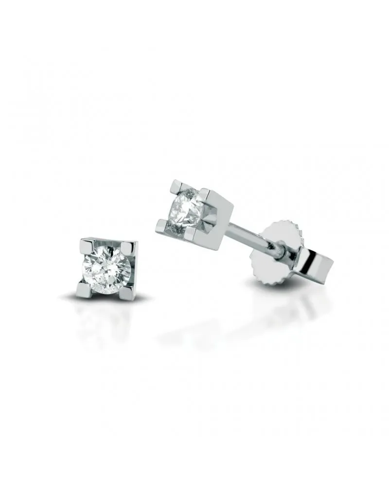 Orecchini a Lobo Coscia Le Lune Diamonds in Oro Bianco con Diamanti 0,08 ct