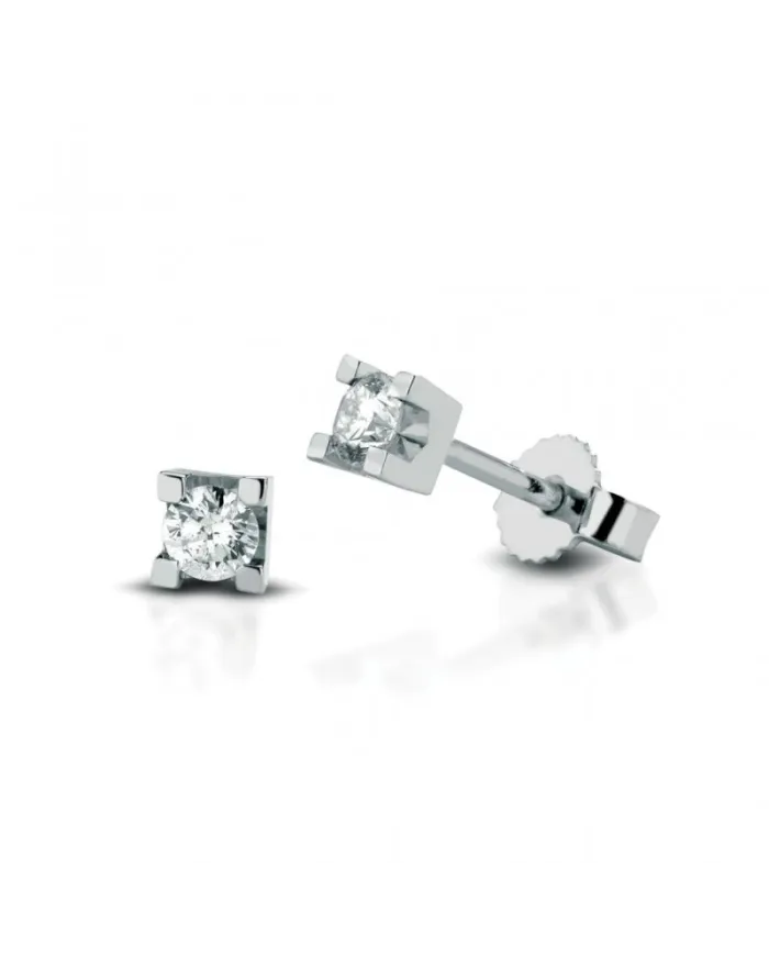 Orecchini a Lobo Coscia Le Lune Diamonds in Oro Bianco con Diamanti 0,06 ct