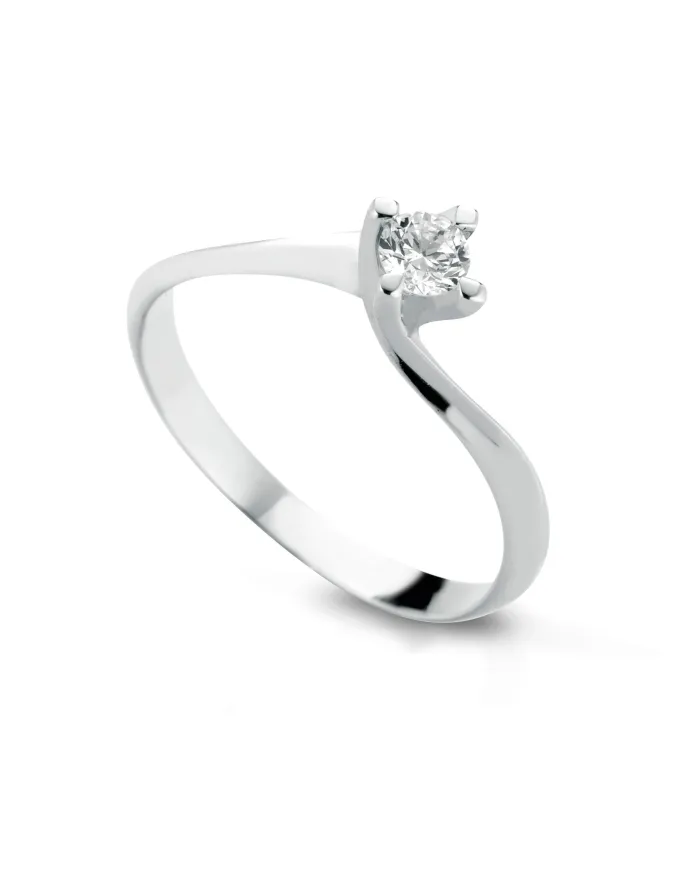Bague solitaire Coscia en or blanc Le Lune Diamonds avec diamant de 0,07 ct