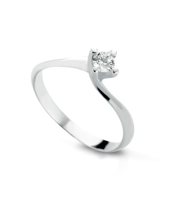 Le Lune Diamonds White Gold Coscia Solitaire Ring with 0.07 ct Diamond