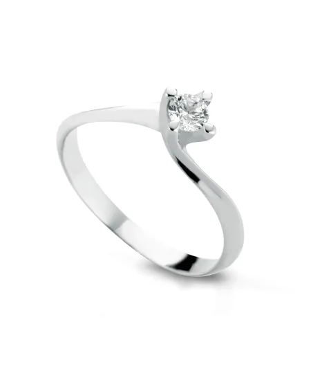 Anello Solitario Coscia Le Lune Diamonds in Oro Bianco con Diamante 0,07 ct