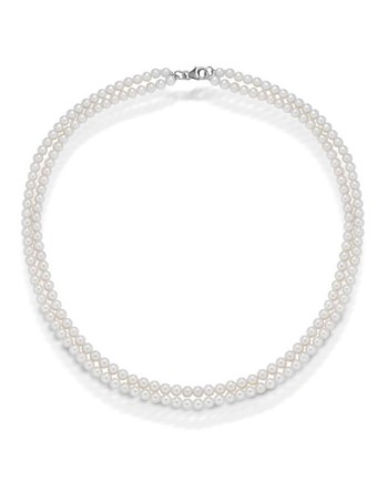 Collier Coscia Le Lune Classique avec 2 rangs de perles et fermoir en or blanc